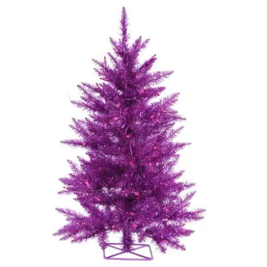 2ft. Pre-Lit Purple Artificial Christmas Tree, Purple LED Lights {1}