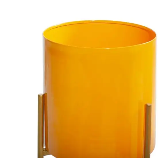Yellow Metal Contemporary Planter Set {3}