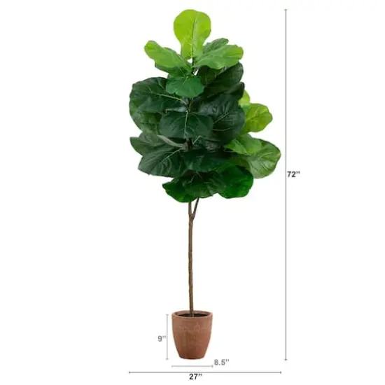 6ft. Giant Leaf Fiddle Leaf Fig Tree in Decorative Planter with Real Touch Leaves {3}