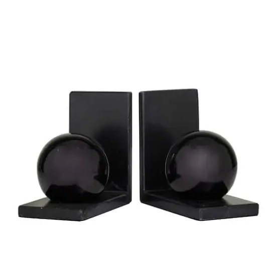 CosmoLiving by Cosmopolitan 6" Metallic Sphere & Marble Bookend Set Black {3}