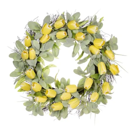 24" Yellow Spring Tulip Wreath {1}