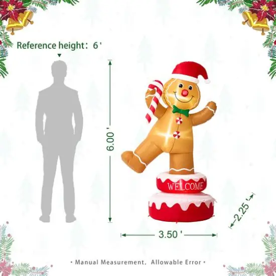 Glitzhome&reg; 6ft. Lighted Inflatable Rotating Gingerbread Man D&eacute;cor {9}