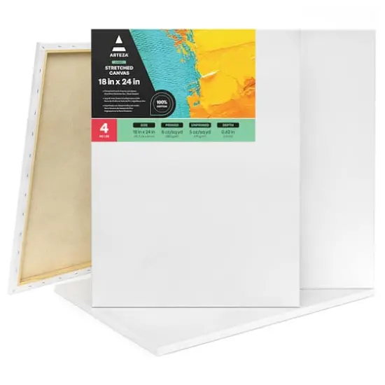 Arteza&reg; 18" x 24" White Classic Stretched Canvases, 4ct. {1}