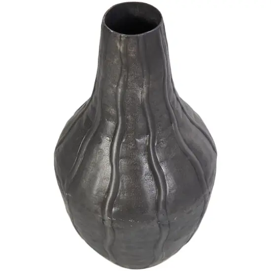 13" Black Metal Snakeskin Inspired Vase with Dimensional Wavy Accents {3}