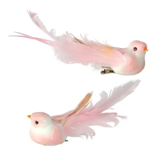 Decorative Feather Birds, 2ct. by Ashland&reg; Pink {3}