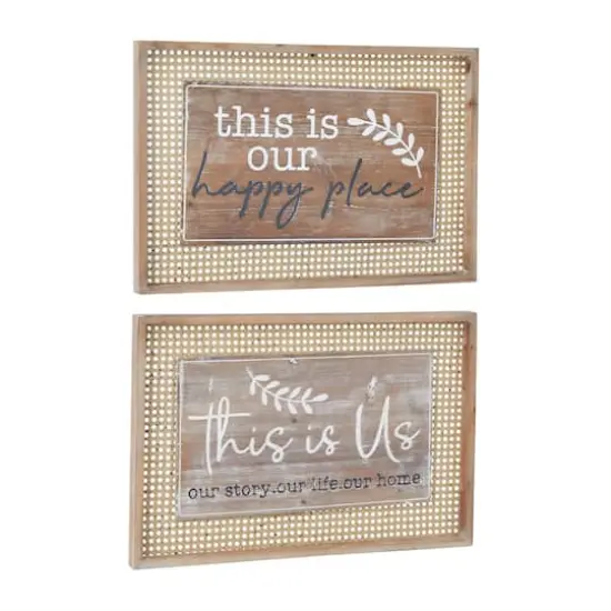 Set of 2 Brown Wood Farmhouse Wall Decor 24", 16" {3}