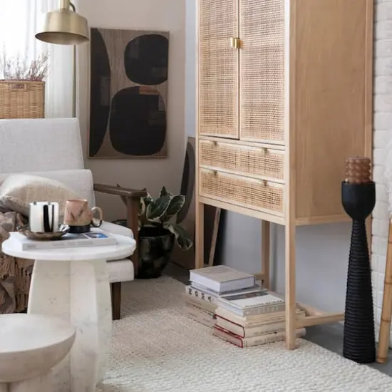 Hello Honey&reg; 28" Black Hand-Carved Mango Wood Ribbed Candle Holder {4}