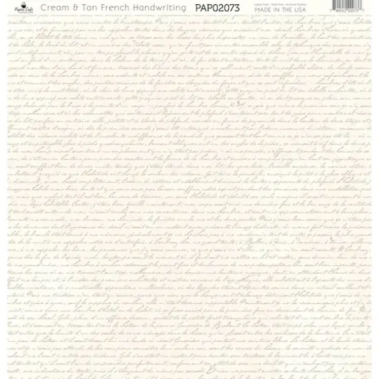 Paper Caf&eacute; Cream & Tan French Writing 12" x 12" Cardstock, 15 Sheets {1}