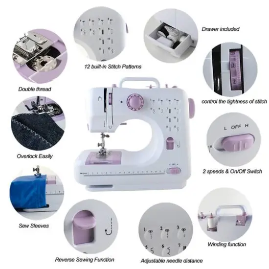 NEX&trade; Lavender Purple Modern Crafting Sewing Machine with 12 Built-In Stitches {6}