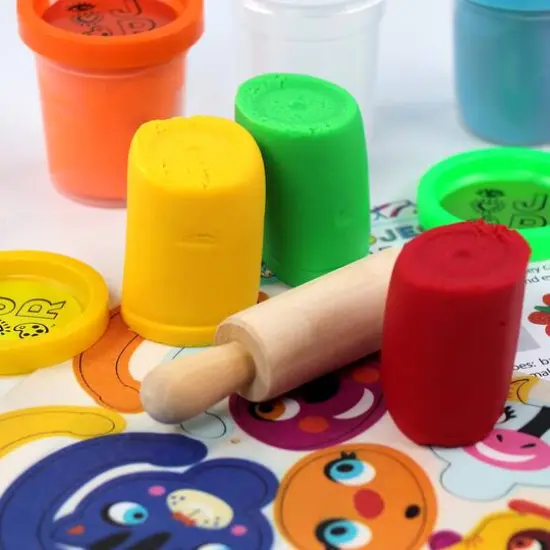 Bright Stripes JR 6 Doughs With Wooden Rolling Pin Set {3}