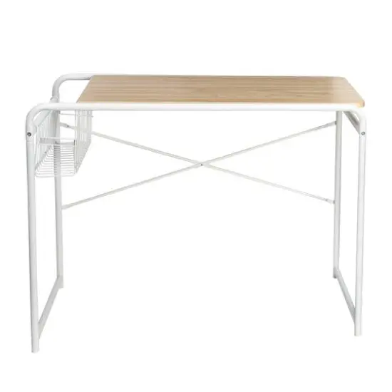 Honey Can Do White Home Office Computer Desk With Side Basket {7}