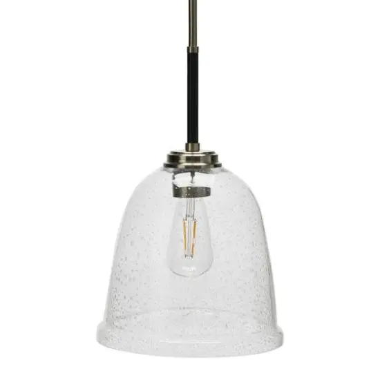 Hello Honey® Robert Stevenson Lighting Landry 11" Black & Nickel Seedy Glass & Metal Ceiling Light {10}