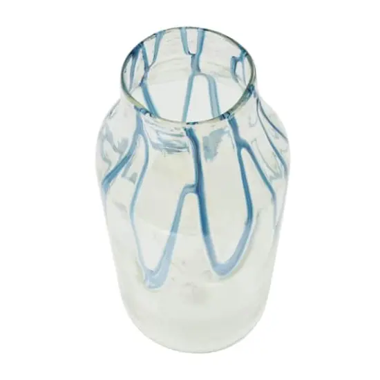 17" Clear Vase with Wavy Blue Design {3}