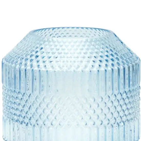 Blue Diamond Pattern Glass Vase or Candle Holder {3}