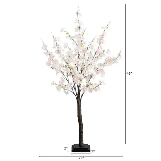 4ft. Pre-Lit Blossoming Pink Artificial Cherry Tree with Warm White LED Lights {7}