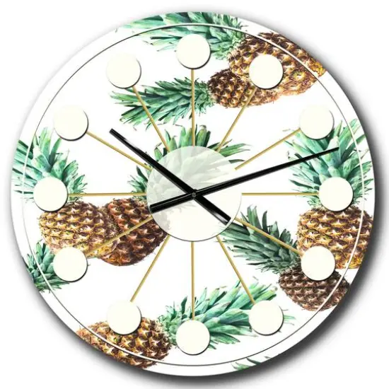 Designart 'Pineapple Summer Bliss V Mid-Century Modern Wall Clock {1}