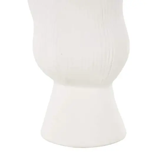 10.5" White Abstract Floral Ceramic Vase {5}