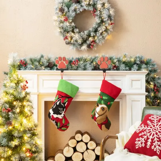 Glitzhome&reg; 20.5" Cat Hooked Stocking {5}