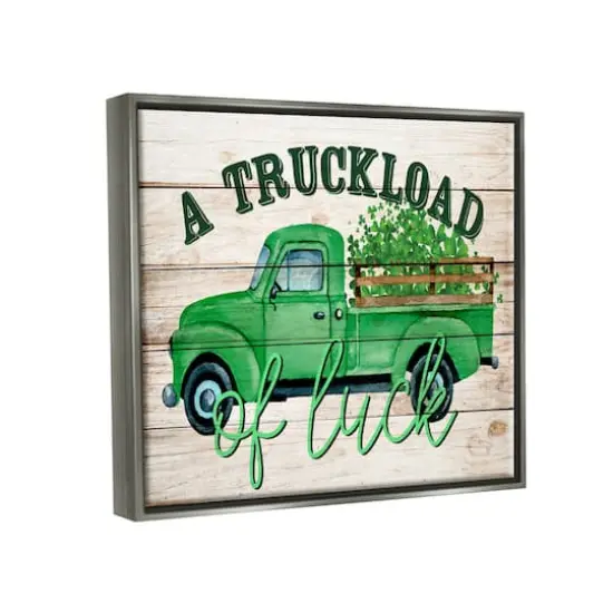Stupell Industries Truckload Of Luck St Patrick's Day Farmhouse Floater Framed Art Gray {4}