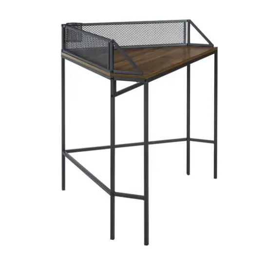 Walker Edison 42" Dark Walnut Industrial Corner Desk {1}