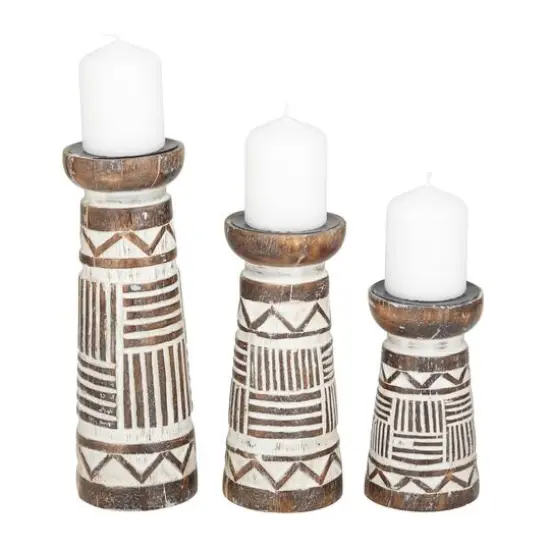 Brown Eclectic Candle Holder Set {6}