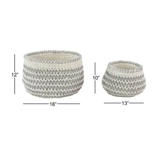 Gray Polyester Country Storage Basket Set {7}