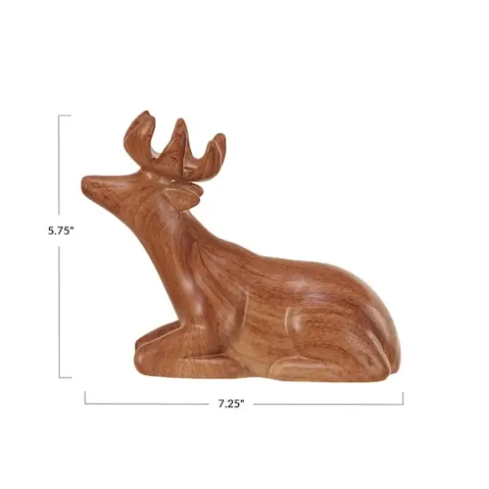Hello Honey&reg; 7.25" Brown Woodgrain Lying Deer Stoneware D&eacute;cor {4}