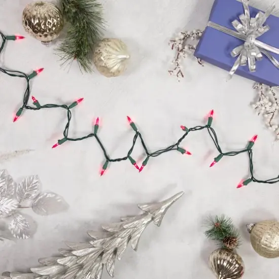 100ct. Mini Christmas String Lights with Green Wire Pink {4}