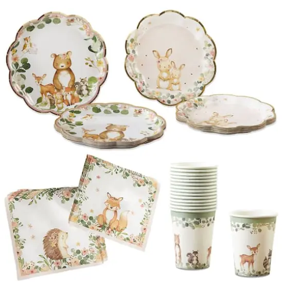 Kate Aspen&reg; 62-Piece Pink Woodland Baby Party Tableware Set {1}