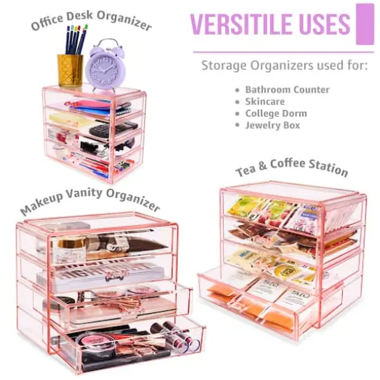 Sorbus 4-Drawer Makeup & Jewelry Storage Case Pink {5}