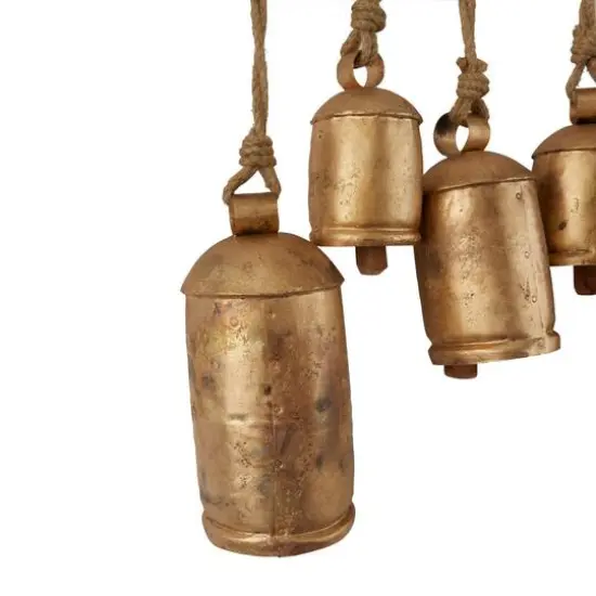 48" Metal Bohemian Decorative Cow Bells Bronze {4}
