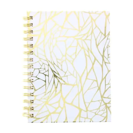 Art Alternatives Gold & White Web Spiral Fashion Dotted Line Journal, 6" x 8" {1}