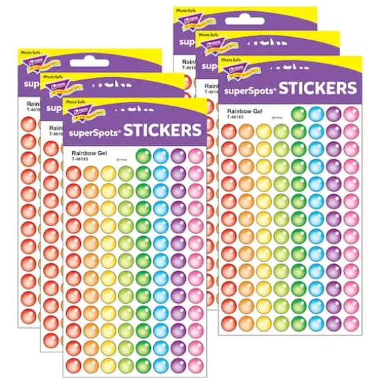 Trend Enterprises® superSpots® Rainbow Gel Stickers, 6 Packs of 800ct. {1}