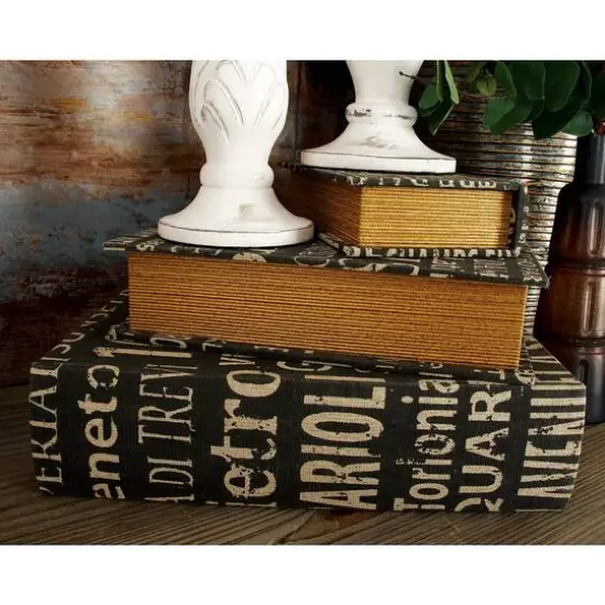 Black French Themed Typography Wood Traditional Box Set {8}