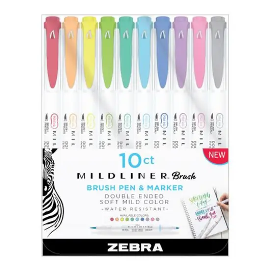 Zebra Mildliner 10 Color Double-Ended Brush Pen Set {1}