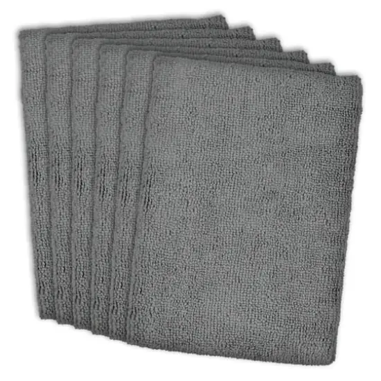 DII&reg; Gray Essential Microfiber Dishtowels, 6ct. {1}