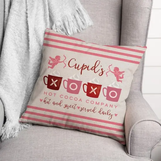 Cupids Hot Cocoa Throw Pillow, 18" x 18" {4}