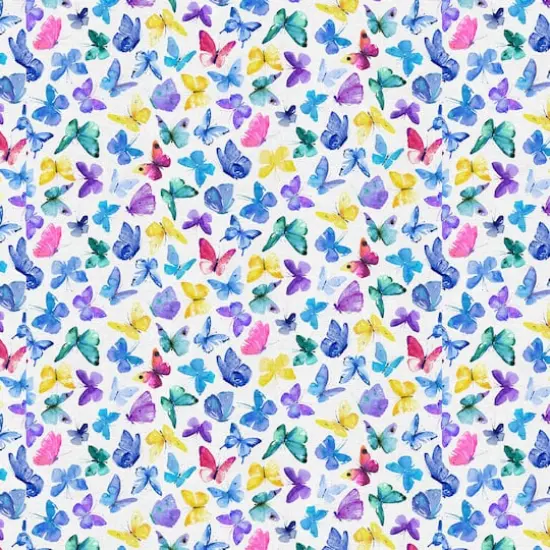 Fabric Editions White Butterflies Cotton Fabric {1}