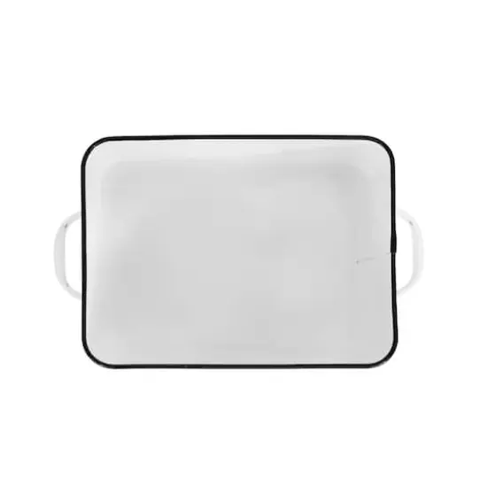 Hello Honey&reg; 13.5" Enameled Metal Distressed White Bread Box with Lid {5}