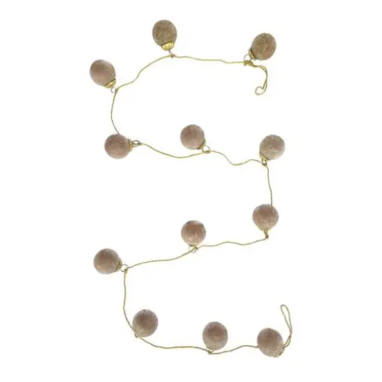 Hello Honey&reg; 6ft. Light Matte Pink Glass Ball Ornament Garland with Embedded Natural Hay & Gold Cord {1}