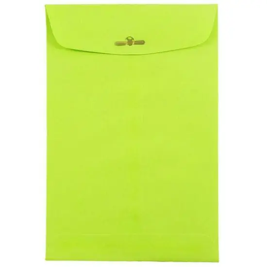 JAM Paper 6" x 9" Ultra Lime Green Open End Catalog Colored Envelopes with Clasp Closure {3}