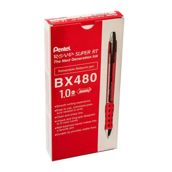 R.S.V.P.&reg; Super RT Retractable Ballpoint Pen, 12ct. Red {1}