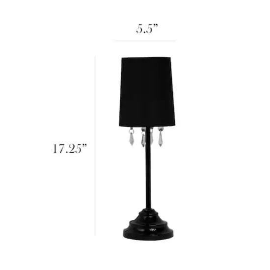 Simple Designs 17.2" Table Lamp with Fabric Shade & Hanging Beads Black {4}