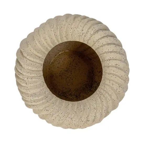 Hello Honey&reg; 8.5" White Speckled Sand Finish Stoneware Pleated Planter {5}