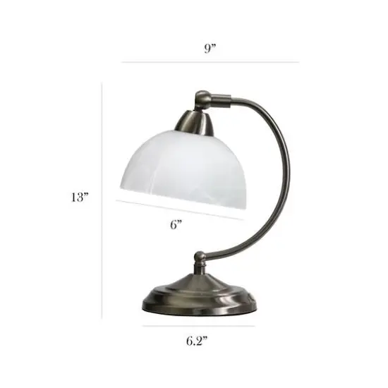 Elegant Designs 13" Brushed Nickel Banker's Desk Lamp with Touch Base {4}