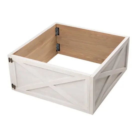 Glitzhome&reg; 26" Washed White Wooden Tree Collar {1}