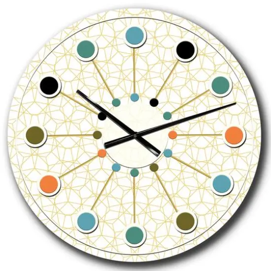 Designart Abstract Geometrical Mid-Century Modern Wall Clock Multi {1}