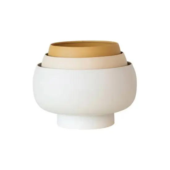 Hello Honey&reg; Beige, Ivory & Mustard Decorative Metal Footed Planter Set {3}