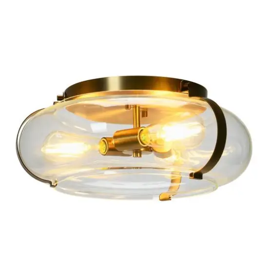 Hello Honey&reg; Robert Stevenson Lighting Alston Brushed Bronze Flush Mount Glass & Metal Ceiling Light {3}