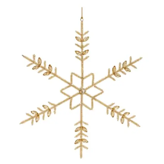 12.25" Gold Beaded Metal Snowflake Ornaments Set {3}